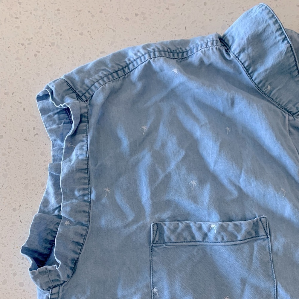 Jachs Girlfriend Chambray Palm Tree Button Down T… - image 4